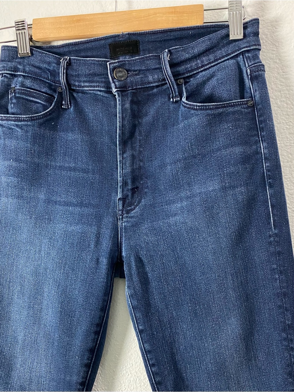 MOTHER Stunner Ankle Step Fray Jeans 28 Dark A Trip Down Memory Lane Slim Crop - Picture 4 of 15